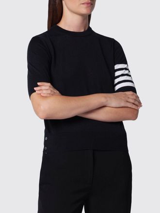 Thom Browne Maglia girocollo a maniche corte in lana vergine con motivo 4-Bar