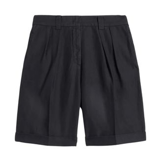 Aspesi Casual Shorts, female, Blue, Size: XS Cotton-linen Gabardine Bermuda