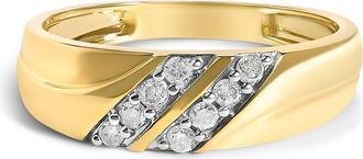 House of Brilliance Mens 14K Yellow Gold Plated Sterling Silver 1/4 Cttw Diamond Two Row Channel Band Ring in Yellow Gold Over Silver at Nordstrom