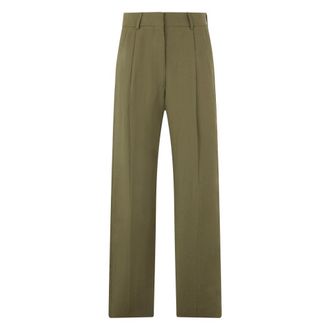 Blaz&eacute; Milano Straight Trousers, female, Green, Size: XS Silk Linen Trousers