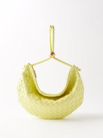 Bottega Veneta Half Moon Medium Intrecciato-leather Shoulder Bag - Womens - Light Yellow