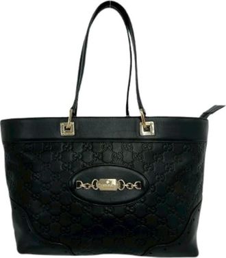 Gucci Pre-owned Tote Bags, female, Black, Size: ONE SIZE Pre-owned Leather Tote Bag