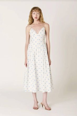 Nia Sydney Polka Dot Midi Dress In Sky