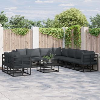 Berkfield Home Garden Sofa Set 10 pcs Black 70 x 70 x 32 cm Aluminium