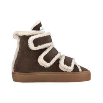 INUIKII Shearling Velcro High - Dames - Schoenen - Bruin - Maat: 39 EU Wol