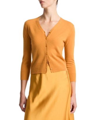 Vince Elbow Sleeve V-Neck Cashmere & Wool-Blend Cardigan