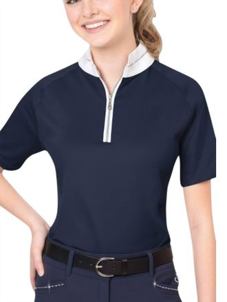 Ovation Elegance Sparkle Short Sleeve Shirt In Navy
