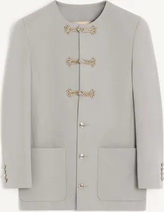 Valentino Giacca Valentino in lana diagonale con alamari ricamati Uomo GRIGIO CHIARO 46