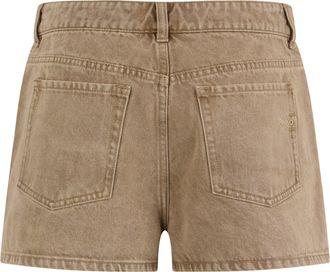 Pinko Womens Denim Shorts With Beige Studs Beige-Macrocistide Cotton