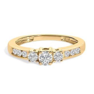 House of Brilliance 10K Gold 1/2 Ctw Diamond Three Stone Ring in Yellow Gold at Nordstrom, Size 7
