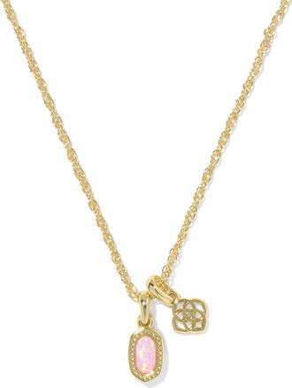 Kendra Scott Womens Mini Elisa Dira Necklace In Gold Light Pink Opal