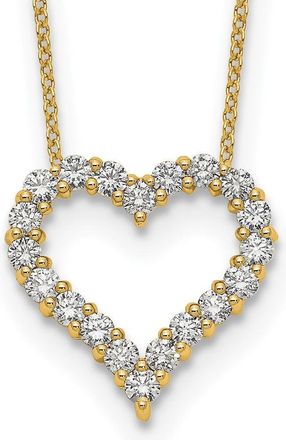 Diamond2Deal 14k Gold 1 Ct Lab Grown Diamond Open Heart Pendant Necklace 18 Clarity VS, Color D-E