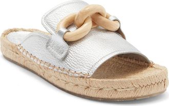 Pedro Garcia Journey Slide Sandal in Silver Petitgrain Lame-Natural at Nordstrom Rack, Size 9Us / 39Eu