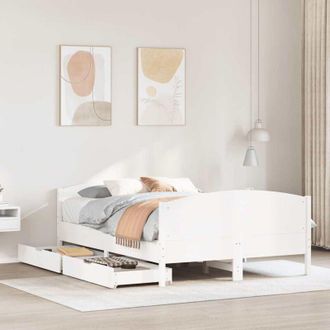 vidaXL Estructura De Cama Sin Colch&oacute;n Madera De Pino Blanca 140x200 Cm Vidaxl