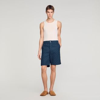 Sandro Square Cross denim shorts