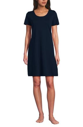 Lands End Cotton Short Sleeve Knee Length Nightgown in Radiant Navy at Nordstrom, Size X-Small P
