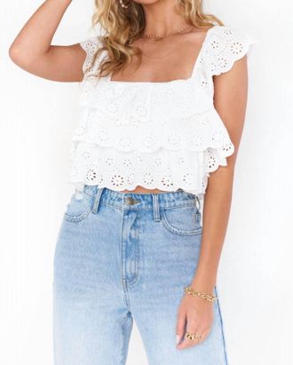Show me your Mumu Girly Top In White Eyelet