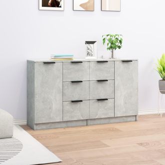 vidaXL Vidaxl - Aparadores 2 Uds Madera Contrachapada Gris Hormig&oacute;n 60x30x70 Cm