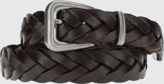 Brunello Cucinelli Woven Leather Belt with Pin Buckle
