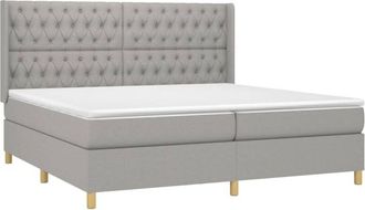 vidaXL Vidaxl - Cama Box Spring Con Colch&oacute;n Tela Y Led Gris Claro 200x200 Cm