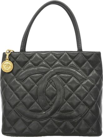 Chanel Black Grained Calfskin Tote Bag (Pre-Owned)