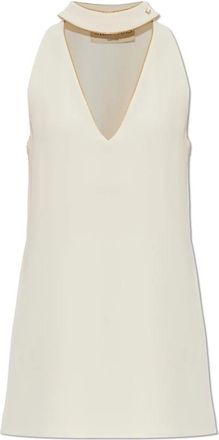 Valentino Garavani Jurk met V-hals - Dames - Korte kleedjes - Beige - 2XS - Kleedjes