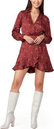 Paige Parisa Long Sleeve Minidress in Velvet Red Multi at Nordstrom, Size Medium