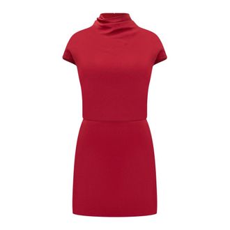 Versace Short Dresses, female, Red, Size: M Viscose Mix Cady Minidress