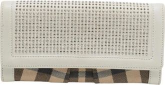 Burberry Pre-owned Continental Portemonnee - Dames - Pre-owned - Wit - Maat: ONE Size Leer