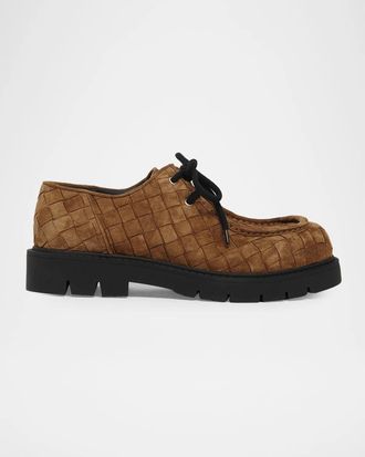 Bottega Veneta Men & apos;s Haddock Suede Moc-Toe Derby Shoes