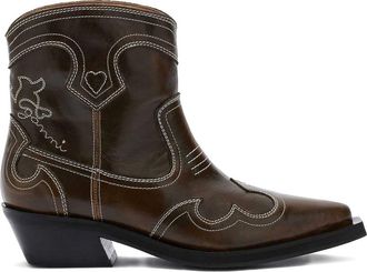 Ganni Green Western Low Boots