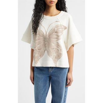 Free People Dahlia Butterfly Graphic Print Top in Tofu Combo at Nordstrom, Size X-Small