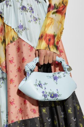 Ganni Handbag With Floral Motif, Womens, Blue