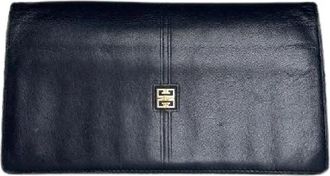 Givenchy Pre-owned Vintage Long Bifold Wallet - Dames - Vintage Clutch - Blauw - ONE Size - Leer - Vintage