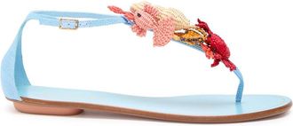 Aquazzura Aquazzura Marea Appliquéd canvas Sandals - Turquoise - 41 (IT41 / UK8)