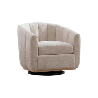 Urban Meuble Sill&oacute;n giratorio 360&deg; de borreguito beige, dise&ntilde;o calabaza