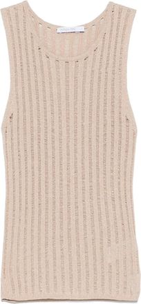 Patrizia Pepe lurex open-knit tank top - women - Polyamide/Viscose/Polyester film fiber - II - Neutrals
