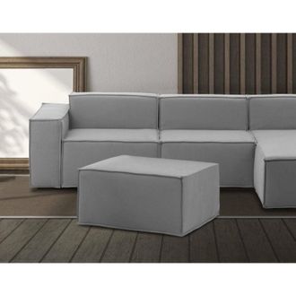 Talamo Italia Talamo Italia - Puff Barbara, Otomana De La Sala De Estar, 100% Made In Italy, Sill&oacute;n Relax En Tela Tapizada, 80x70h43cm, Gris, Con Embalaje Reforzado