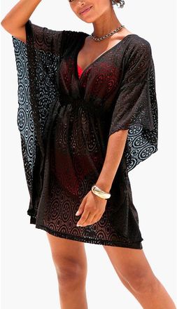 Lascana Womens Flowy Lace Cover Up in Black at Nordstrom, Size 12