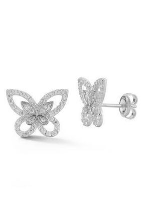 Sphera Milano Rhodium Plated Sterling Silver CZ Butterfly Stud Earrings at Nordstrom Rack