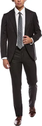 Isaia Marechiaro Wool Suit With Flat Front Pant
