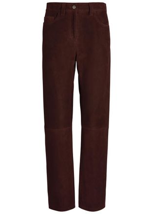 Khaite Callum Straight-leg Suede Trousers - Dark Brown - 6 (UK10 / S)