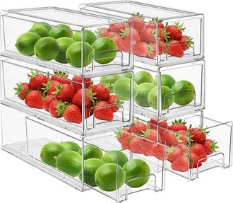 Sorbus Pack Of 6 Clear Stackable Refrigerator Drawers