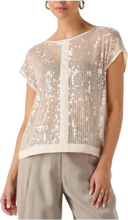 Access Fashion Sequin Top - Dames - Blouses - Beige - L - Polyester - Overhemden