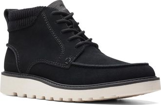 Clarks Mens Barnes Mid Oxford Boot, Black Suede, 9.5