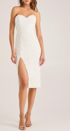 Helsi Sienna Sequin Strapless Cocktail Sheath Dress in Off White at Nordstrom, Size X-Small