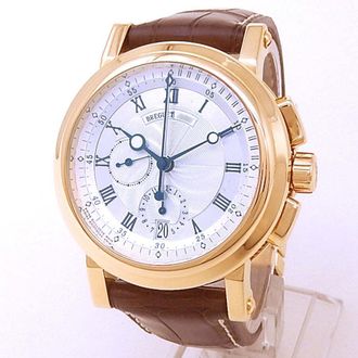 Breguet Pre-owned Breguet Marine Chronograph Silver Dial Mens Watch 5827BA/12/5ZU