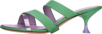 3Juin Mikonos leren muiltjes - Dames - Muiltjes - Groen - 36 EU - Leer - Schoenen