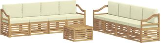 vidaXL Conjunto De Sof&aacute;s De Exterior 9 Uds. Blanco Y Crema Poli&eacute;ster Vidaxl