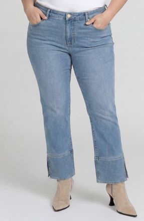 Liverpool L.A. Kennedy Split Hem Crop Straight Leg Jeans in Cowboy Sky at Nordstrom, Size 20W